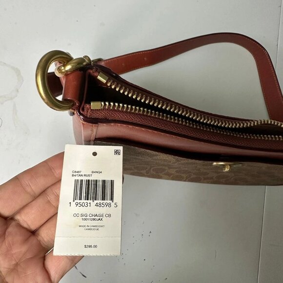 Coach Chaise Crossbody Bag In Signature Canvas C8487 - Tan Rust - Picture 8 of 10